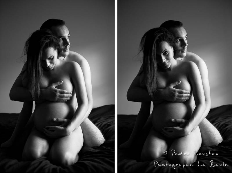 deux photos deux attitude - © pedro loustau - photographe la baule nantes maternité grossesse couple famille